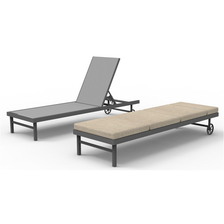 Aluminum cushion chaise lounge with wheels
