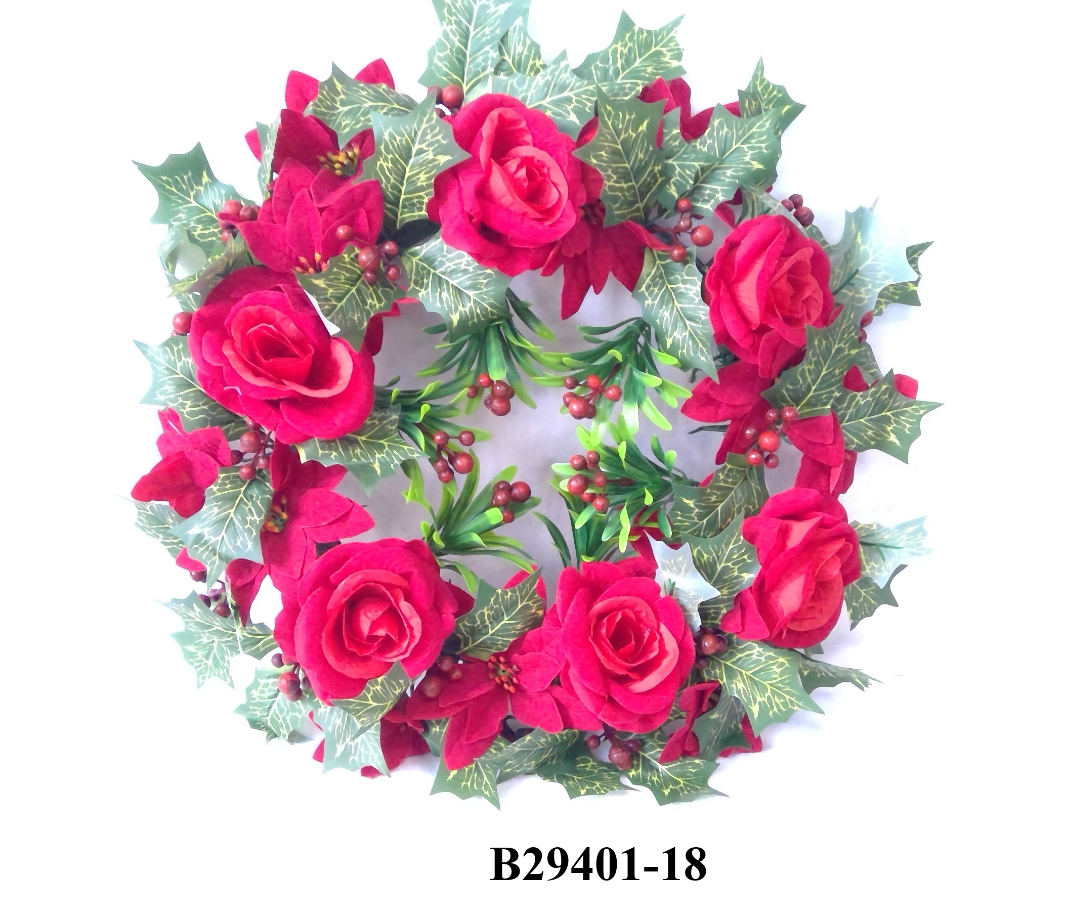 Rose &Poinsettia mix wreath
