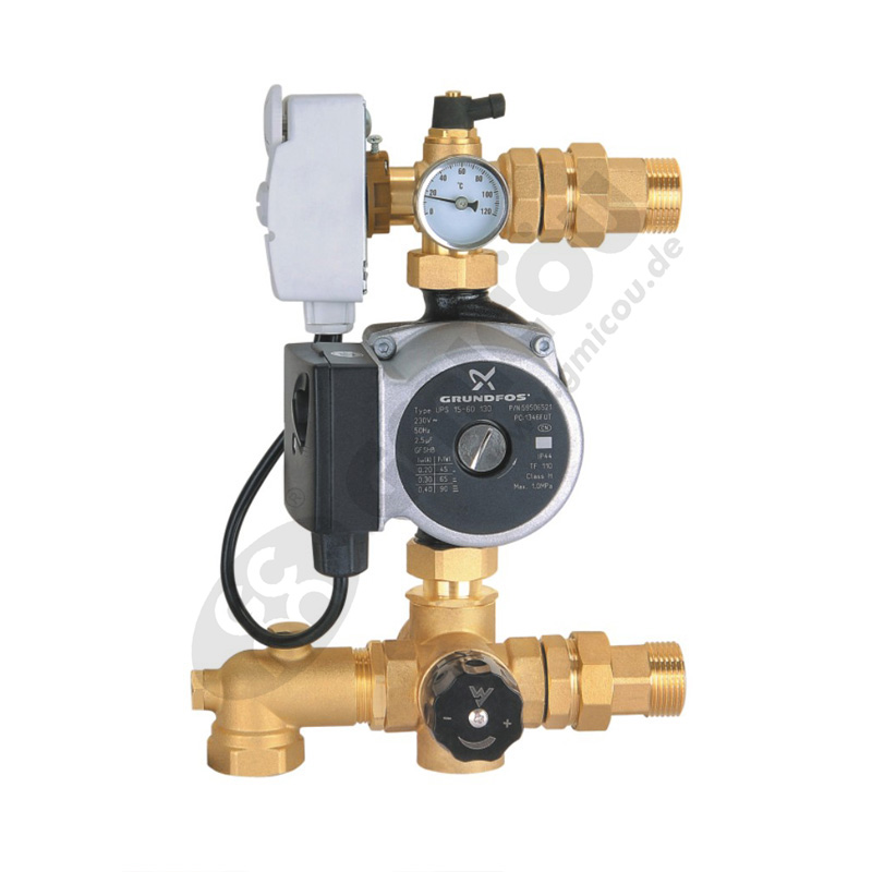 Combined floor heating mixed water temperature control center with defend pump thermostat