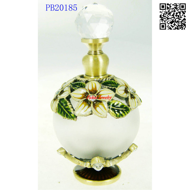 Crystal Empty Mini Refillable Glass Perfume Bottle Vintage Style Metal Jeweled Perfume Bottle for Gift