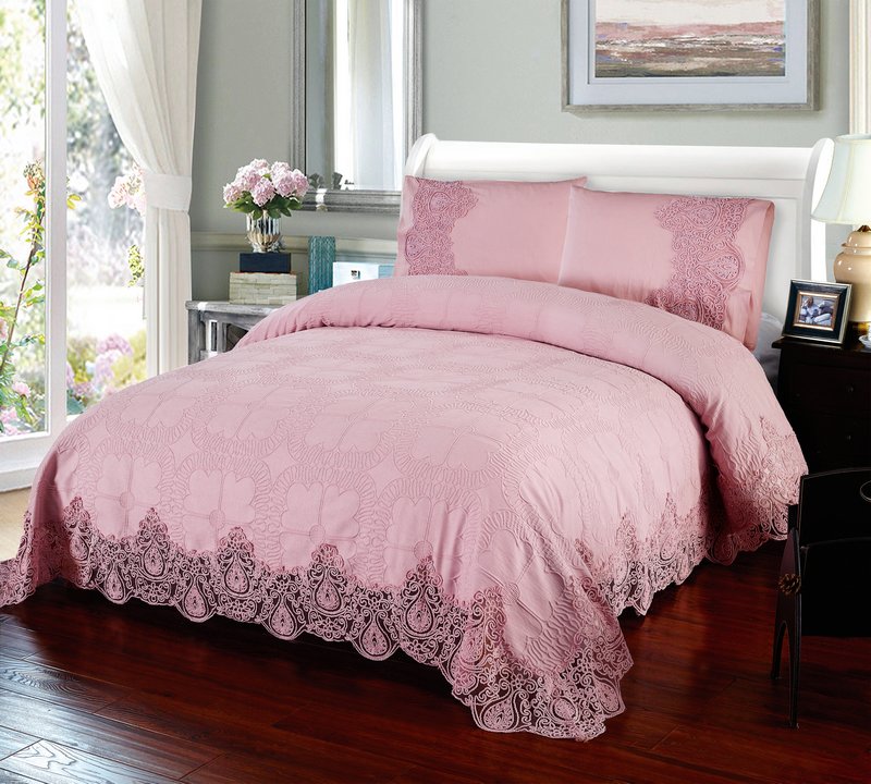 #MSGH 380gsm chenille jacquard bedcover 3pcs set