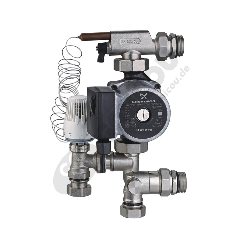 Combined floor heating mixed water temperature control center with automatic thermostatic valve