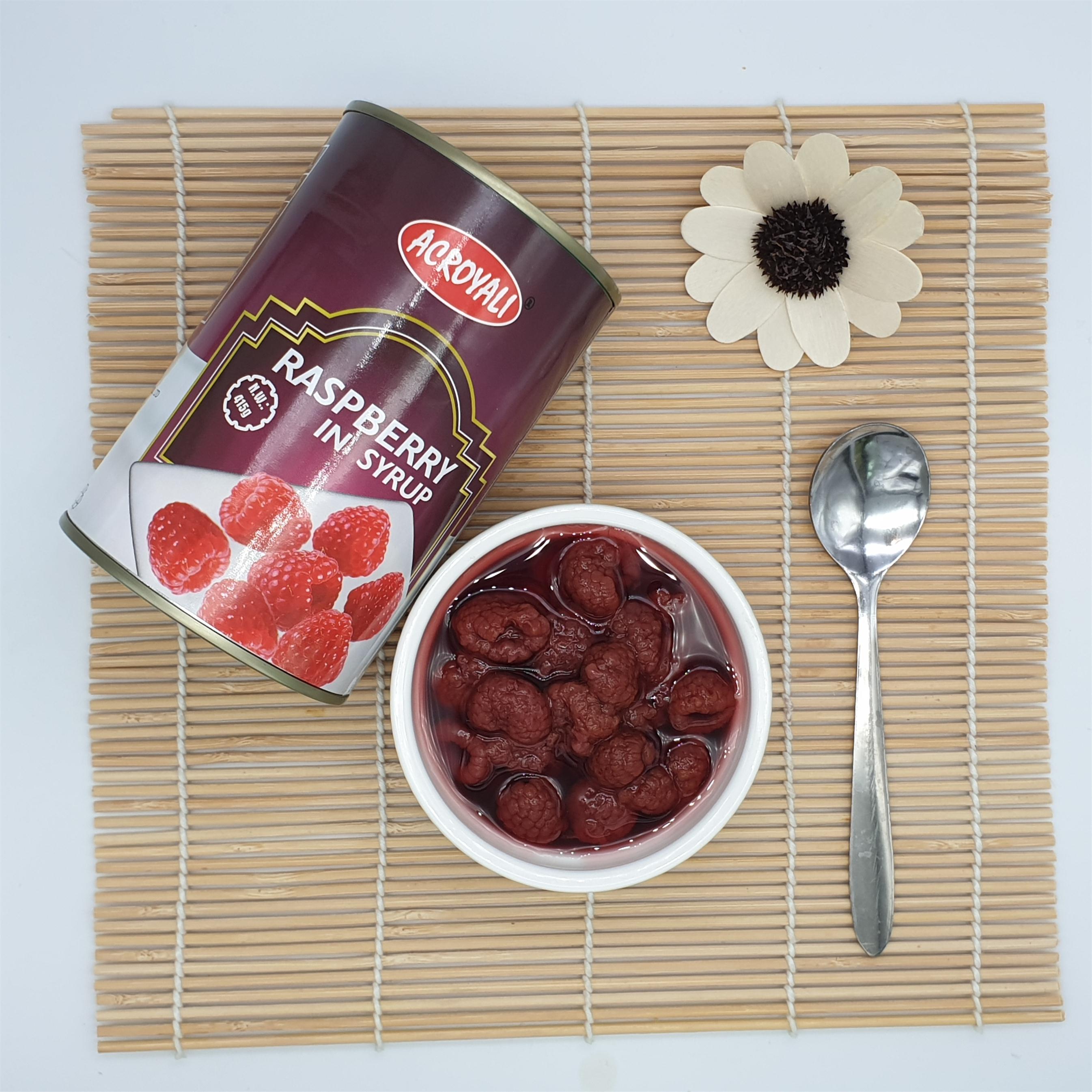 Canned raspberry in syrup