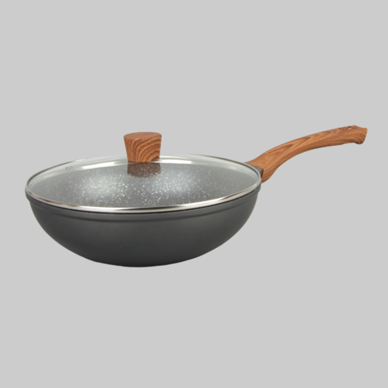 Die cast aluminum wok with lid