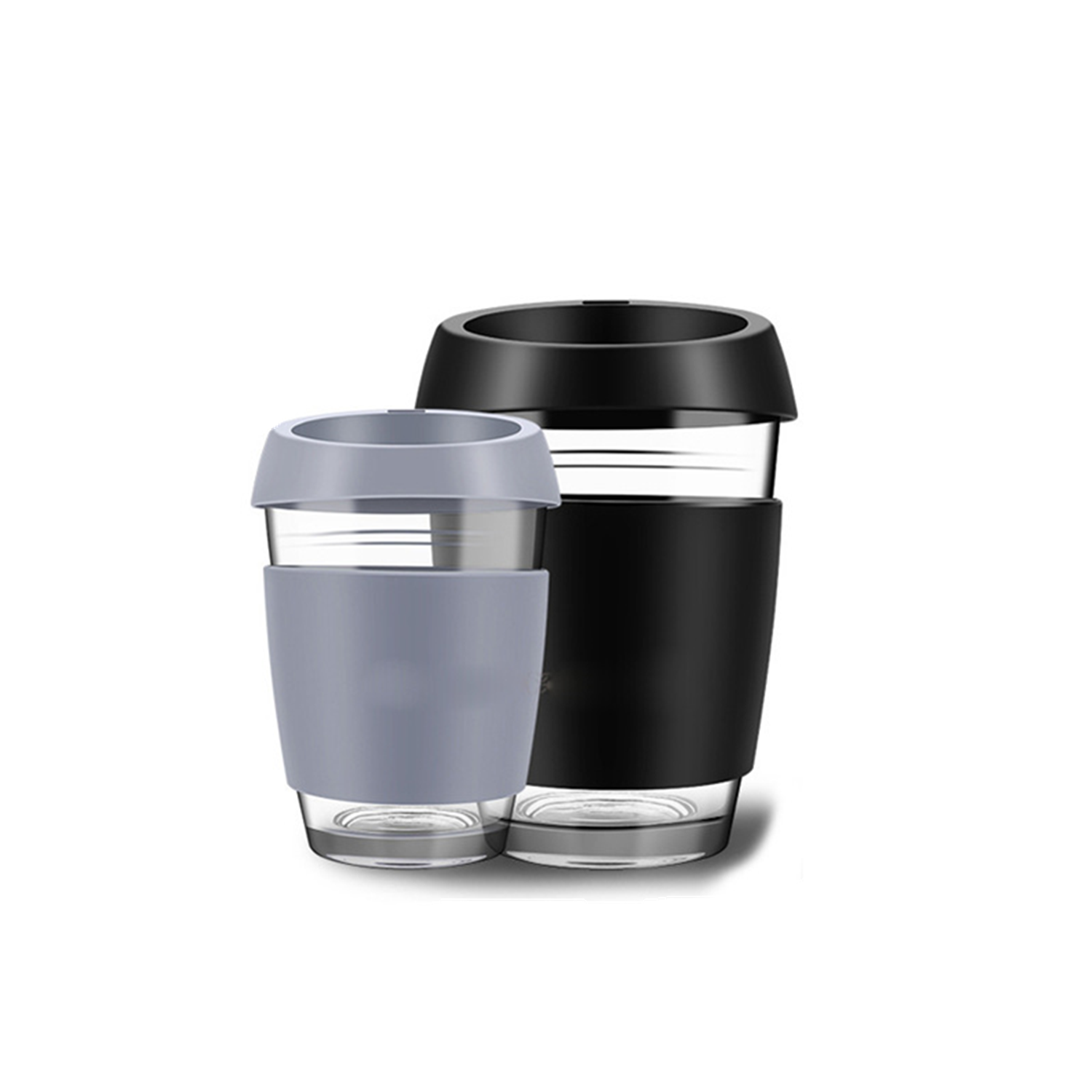 Glass Coffee Cup With Silicone Lid and Protective Cover