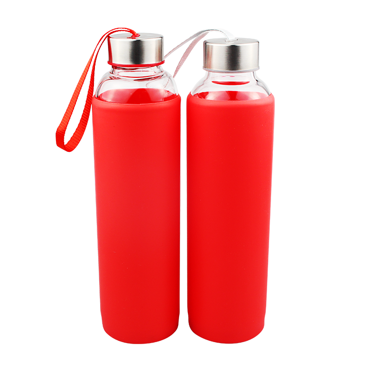 portable silicone glass water bottle