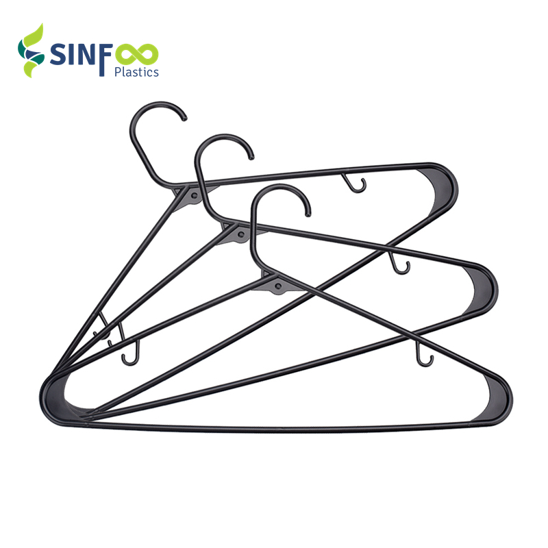 TH001 Black Round Plastic Clothing Tubular Hanger