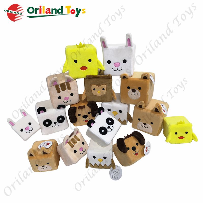Kawaii soft plush stuffed slow rising stress squishy animal cube cubic toys