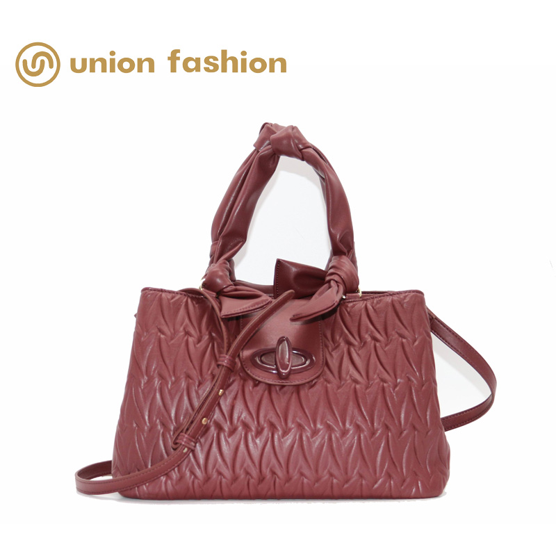 UNION FASHION Customized ruched PU material women retro handbag