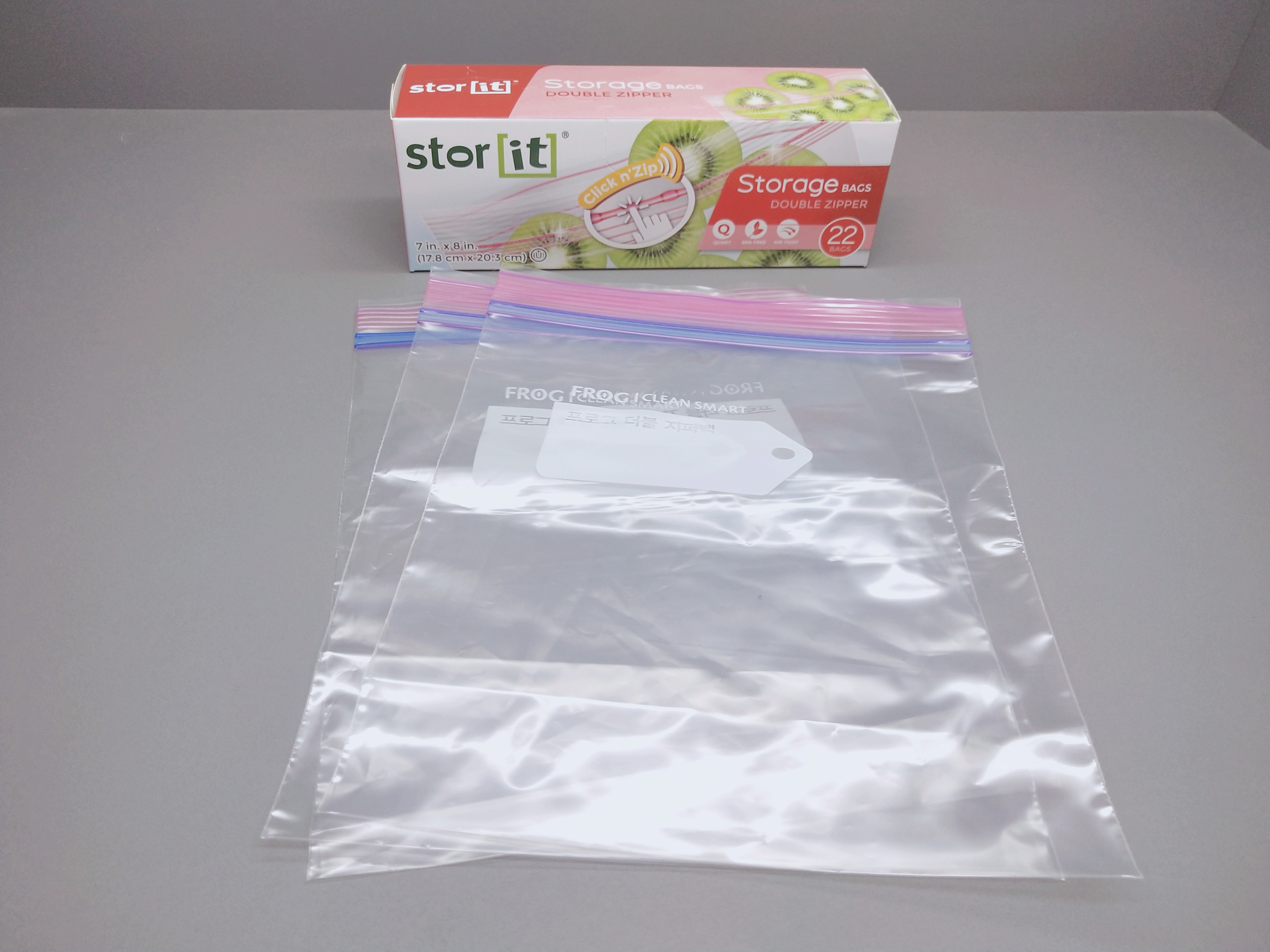 Double zipper storage bags quart size