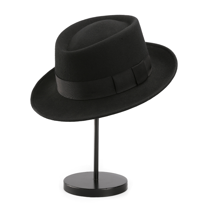wholesale winter 100% Wool Pork Pie Felt Hats with custom band
