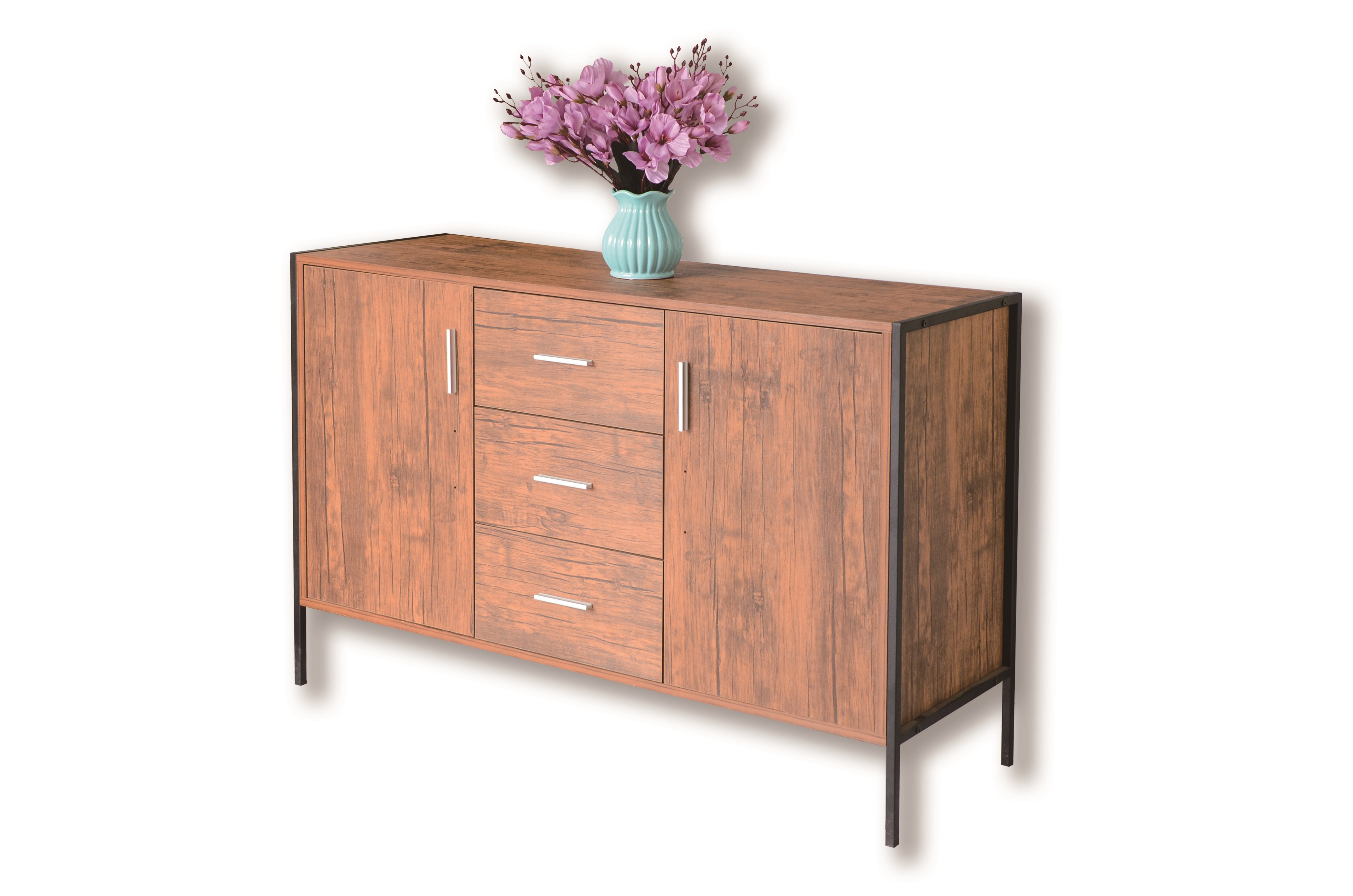 The concise steel and wood storage cabinet