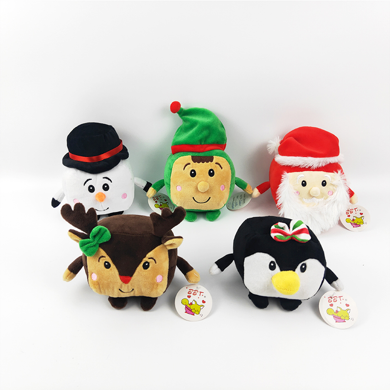 Plush Christmas cube toy soft reindeer plush snowman stuffed penguin plush elf