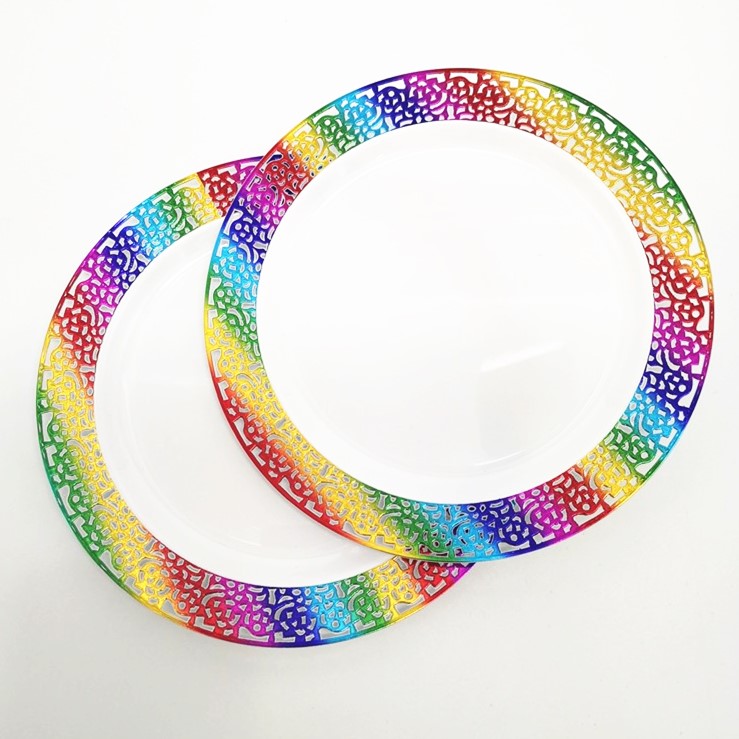 7.5"x10" Disposable Lace Rim Plates Plastic Plates