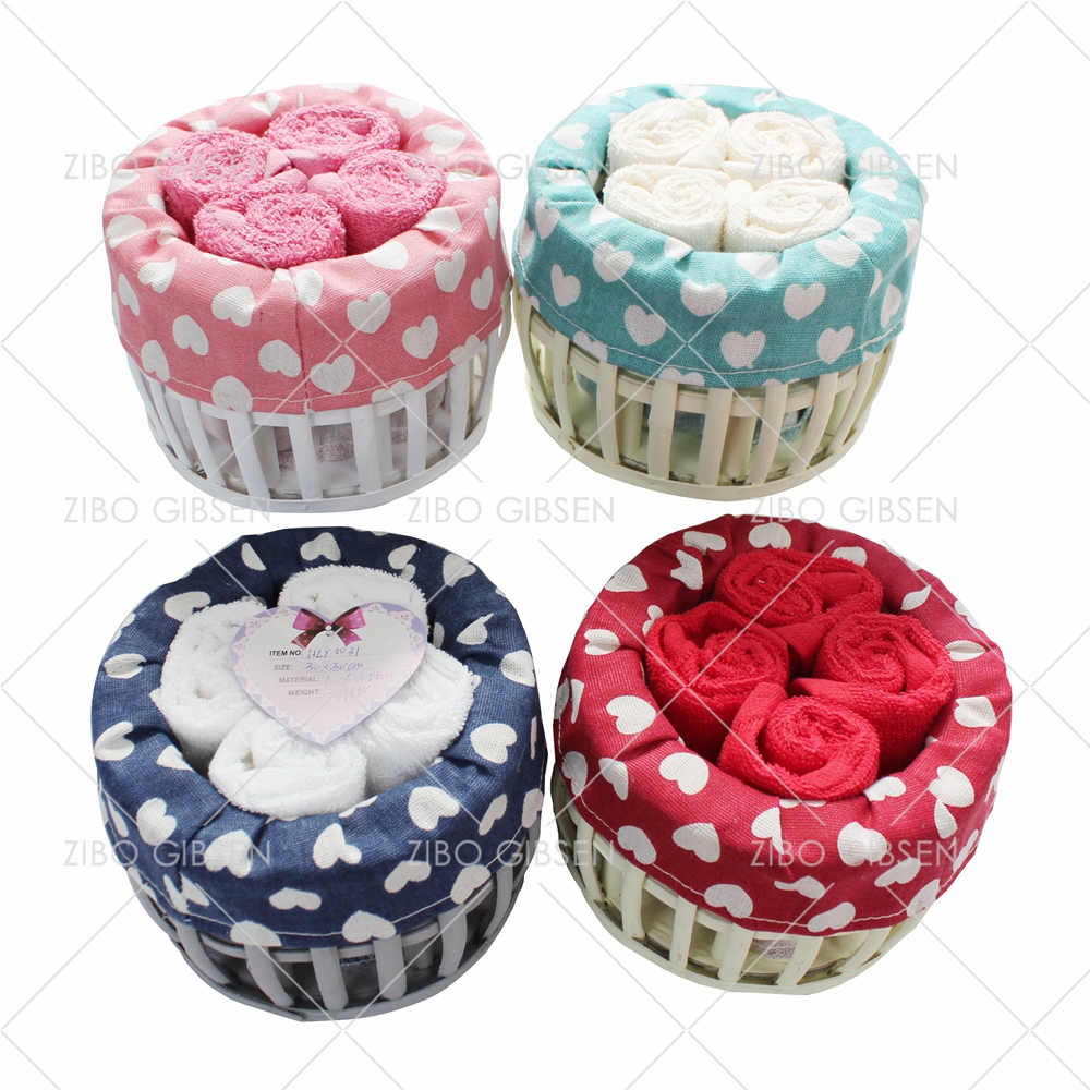 Cotton towel set with basket towel set gift towel set guest towel