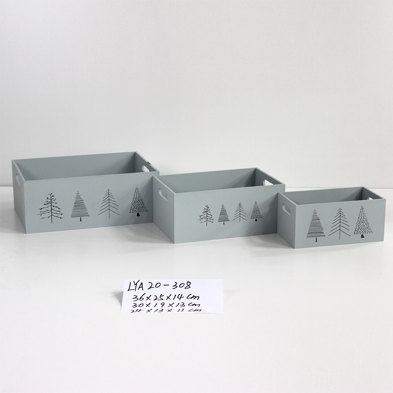 Wooden storage gift basket boxes with printing