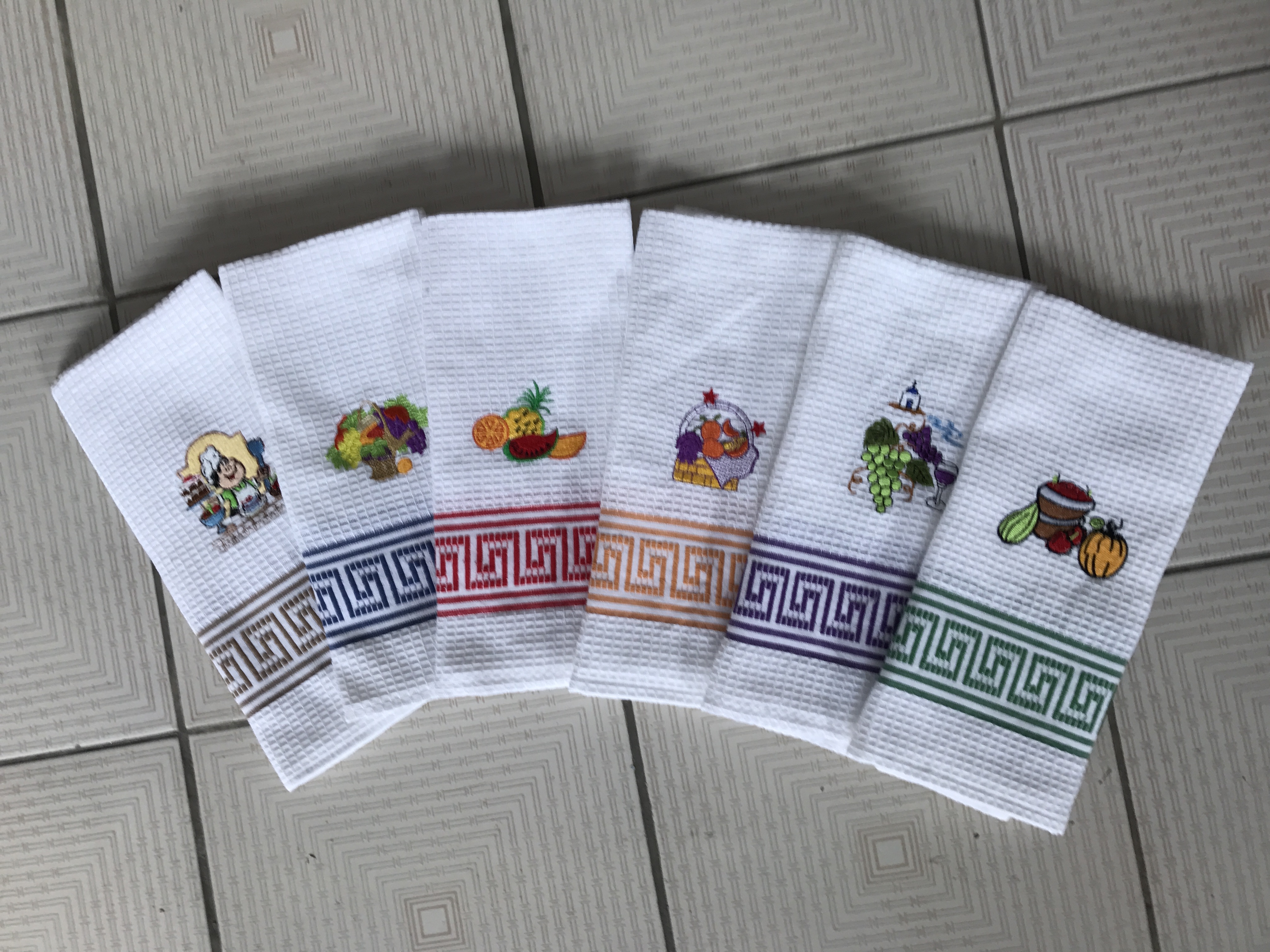 Embroidery Waffle Kitchen Towel