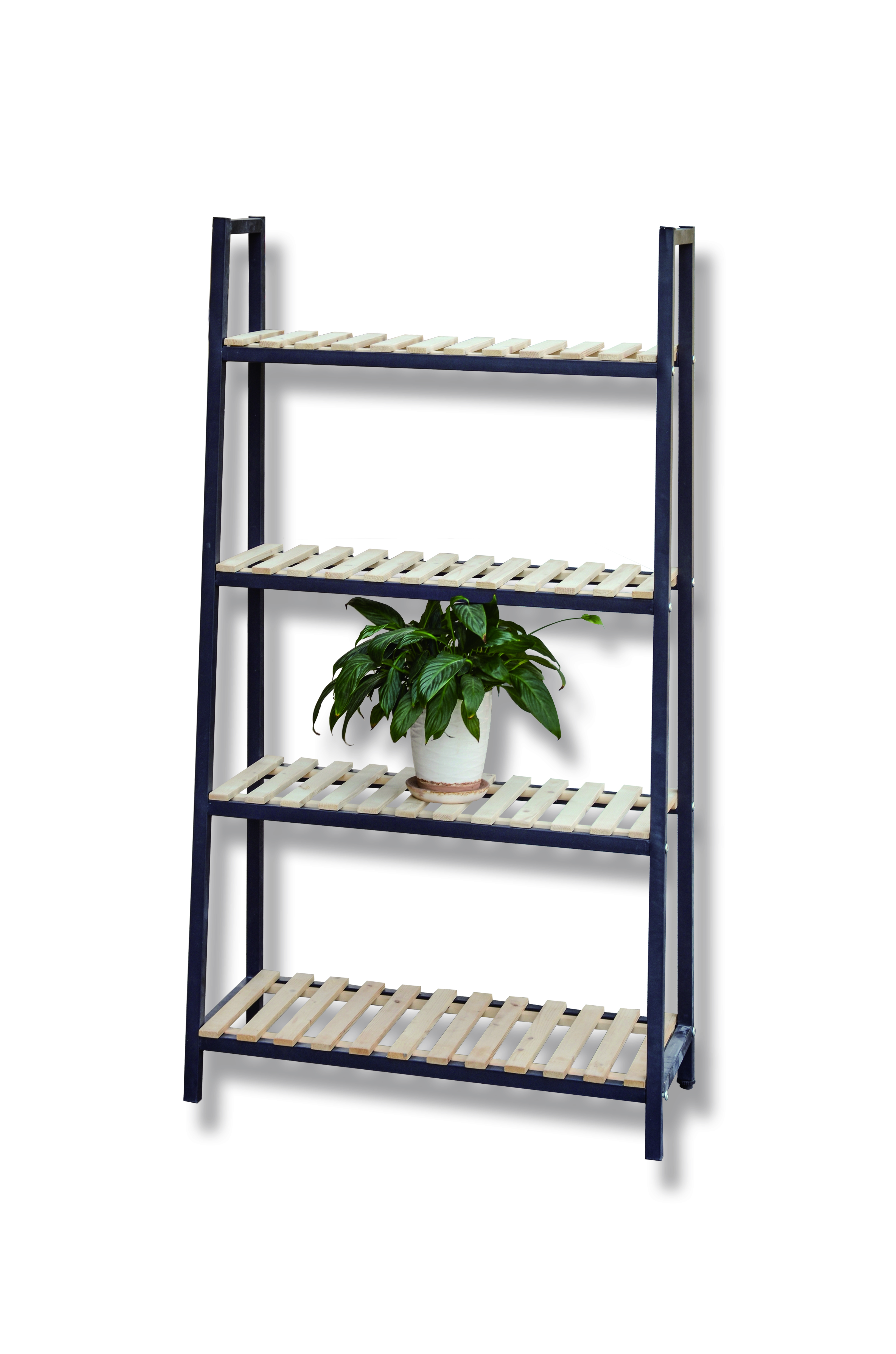 4-tier western style solid wood storage rack