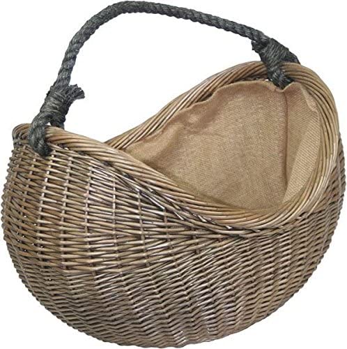 Gushi yufeng Grey Willow Basket Wicker Log Basket Antique Wash with Rope Handled