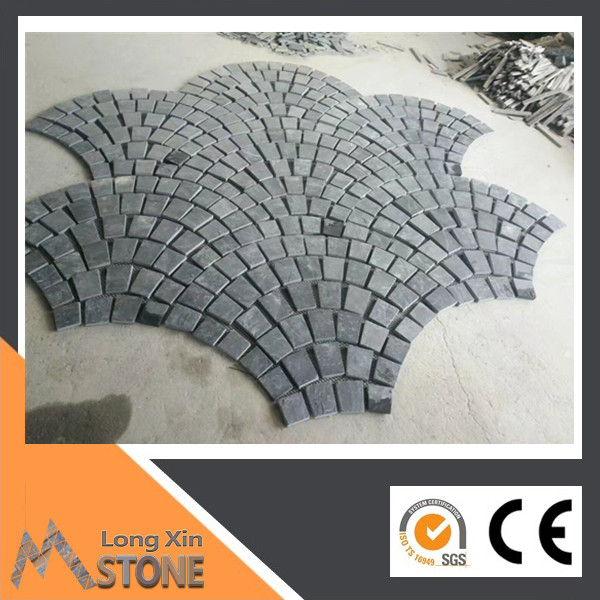Natural irregular black slate fan shaped random pavers