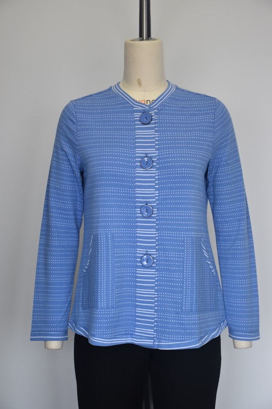 Knit 90%cotton 10%viscose Double Face Jacqurad,big Button Cardigan