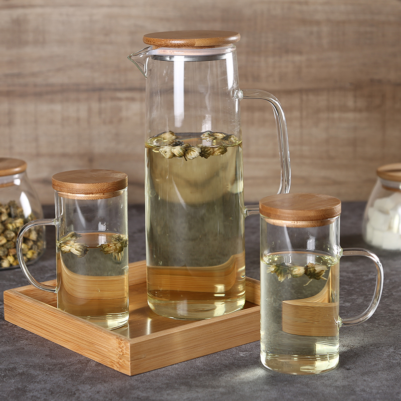borosilicate glass tea-pot with cup set