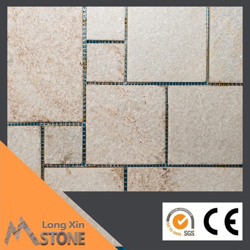 Natural yellow white quartzite pattern mosaics 305X305 CM