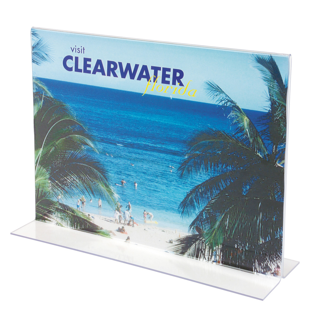 69301 T Shape Stand-up Sign Holder (Lanscape) 11"x8.5" Clear