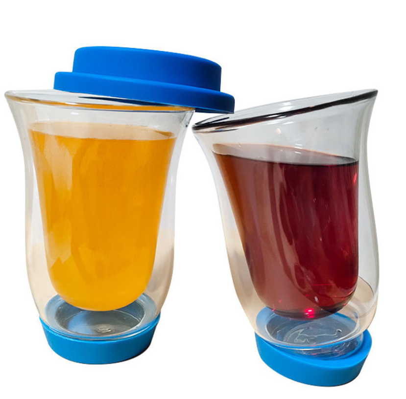 260ml Double-Wall High Borosilicate Glass Cup with Cap and Base