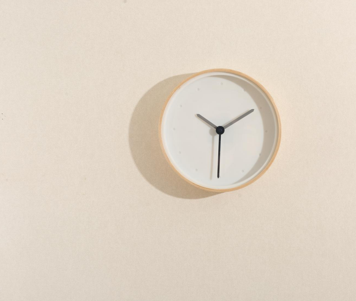 round wall clock wooden decor