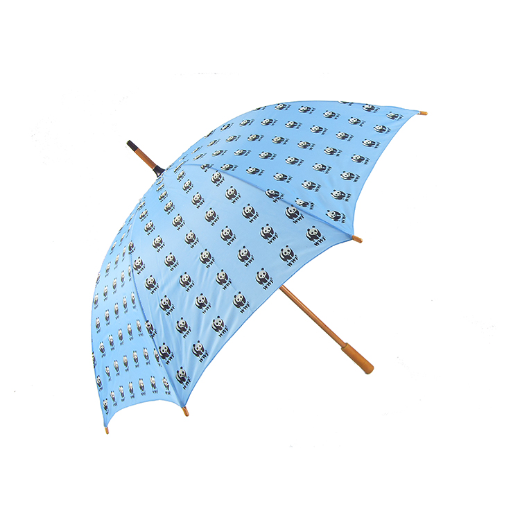 23''*8K blue wooden lady fashion straight Panda umbrella