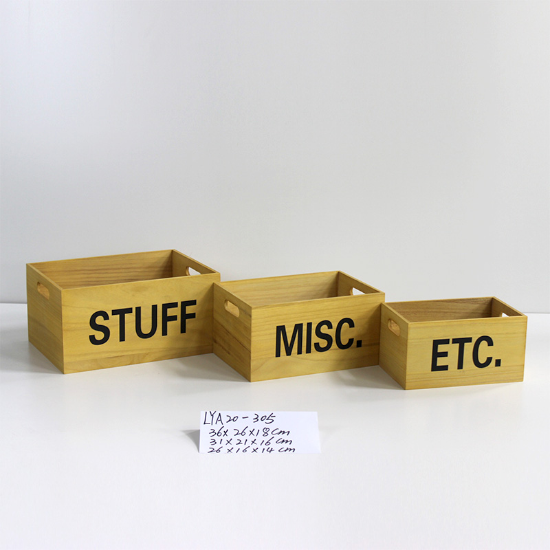 Wooden storage gift basket boxes with printing