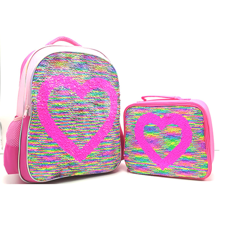 Colorful Double Sequin School Backpack for Kids with Pink Back to School Sequin bag Backpack to Girl Children Sequin Backpack Bag