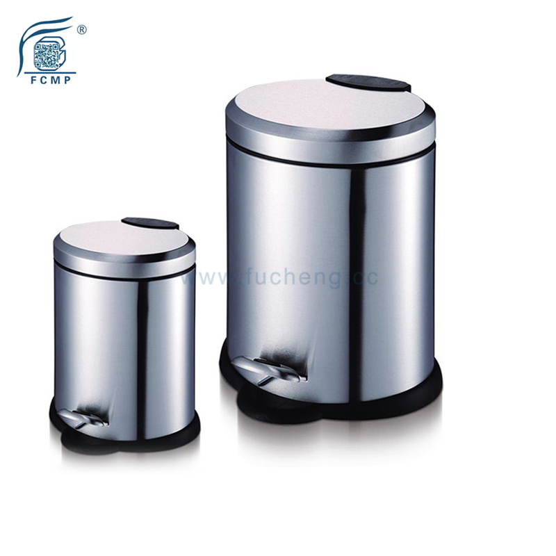 Round Stainless Steel Kitchen Pedal Trash Can