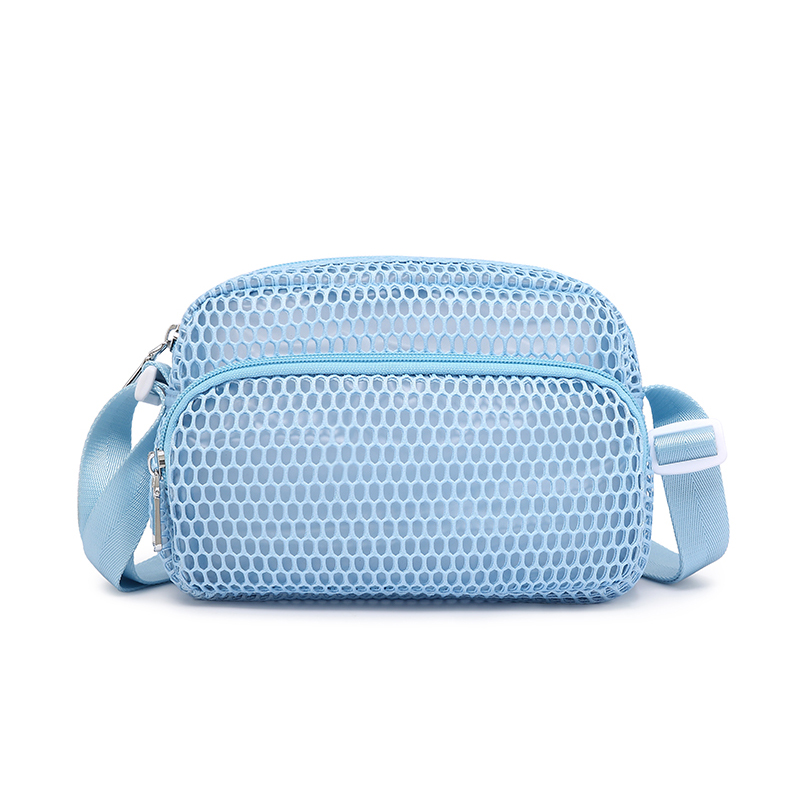 2020 light blue mesh cross body handbag