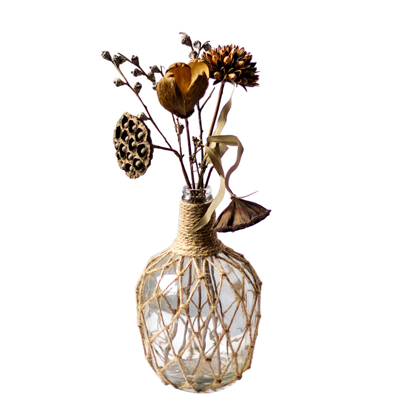 American style garden garden hemp rope netting green plants hydroponic flower arrangement flower vase