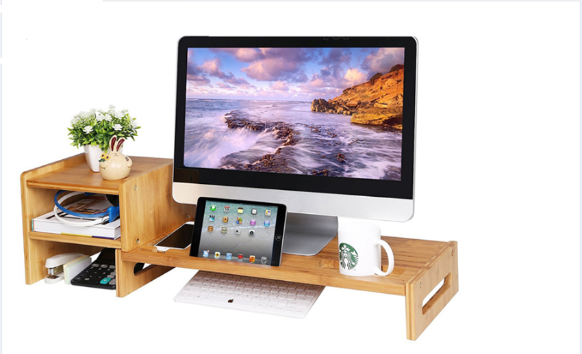 Bamboo pc monitor desk for office home