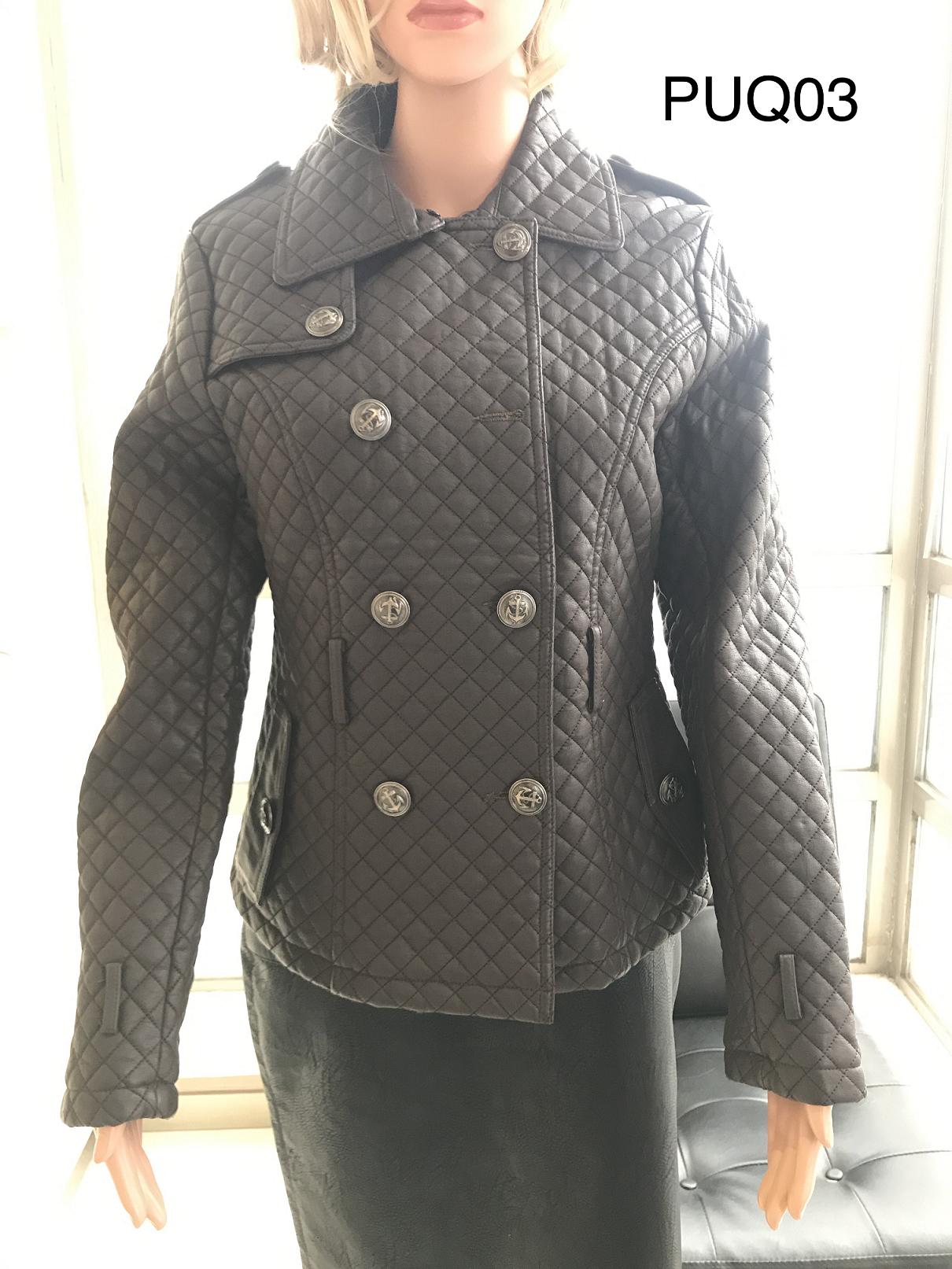 Ladies Print Embroider Pu Jacket With Quilting