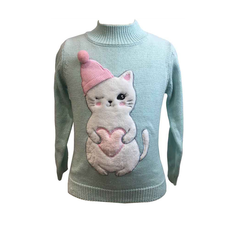 Girl's knit pullover with applique