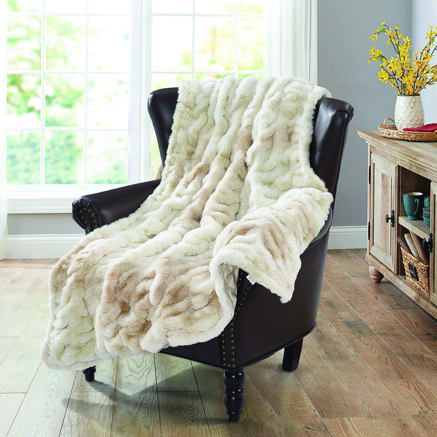 Tie dye rabbit fur throw