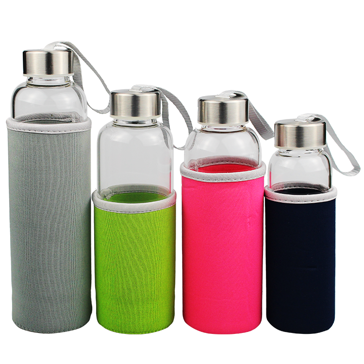 glass water bottle with strap