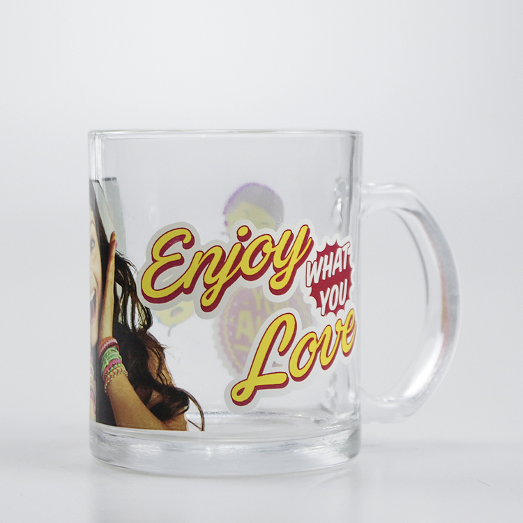 Custom glass clear glass cup coffee mug with handle