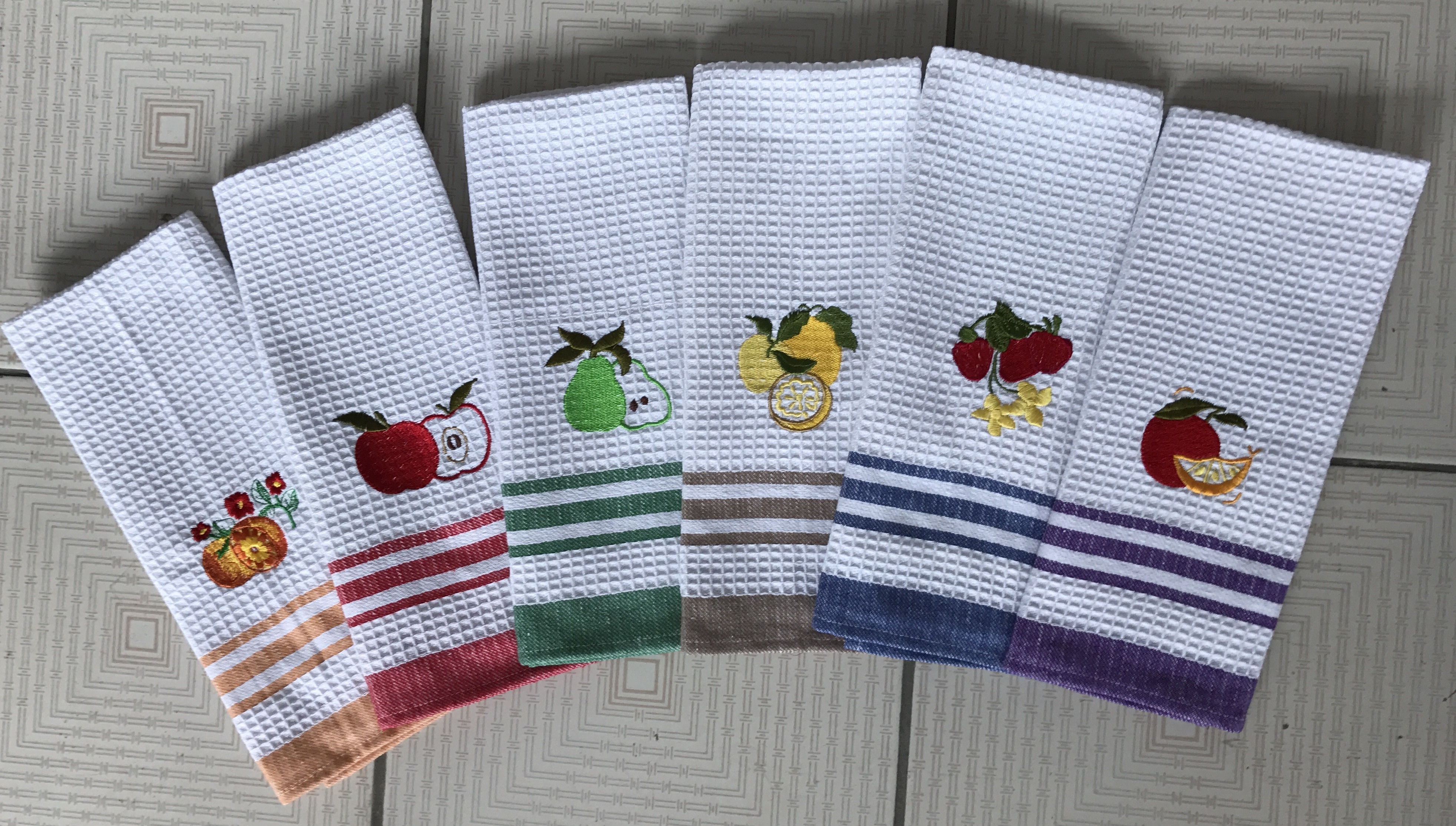 Embroidery Waffle Kitchen Towel