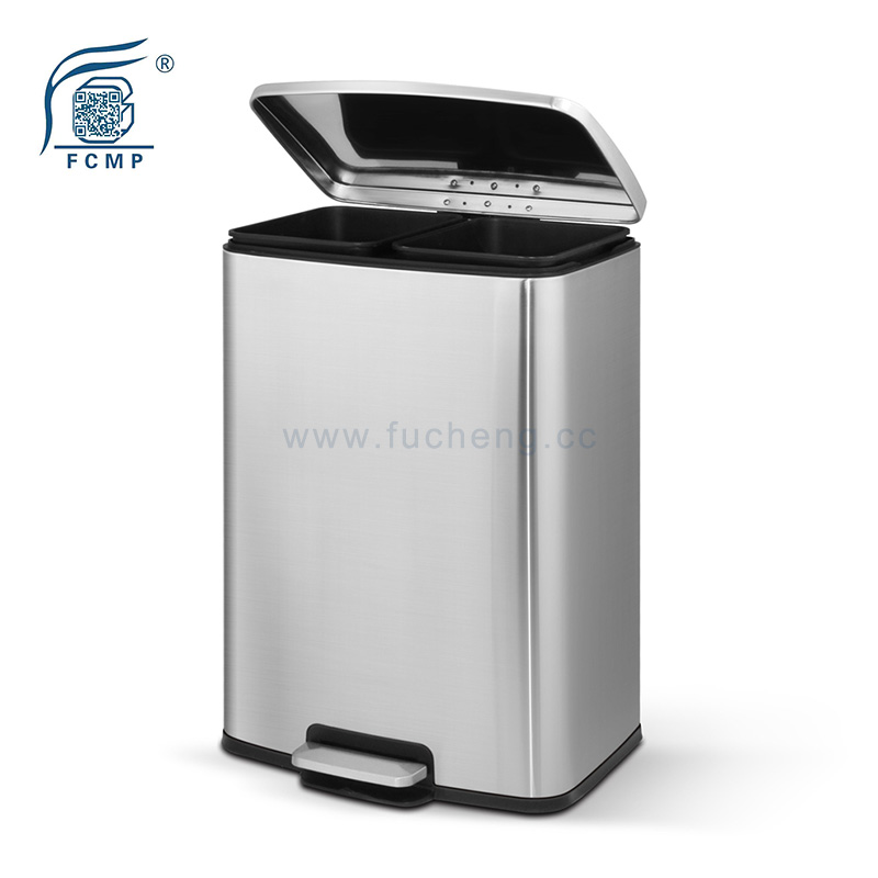 Rectangle Stainless Steel Kitchen Pedal Recycle Bin