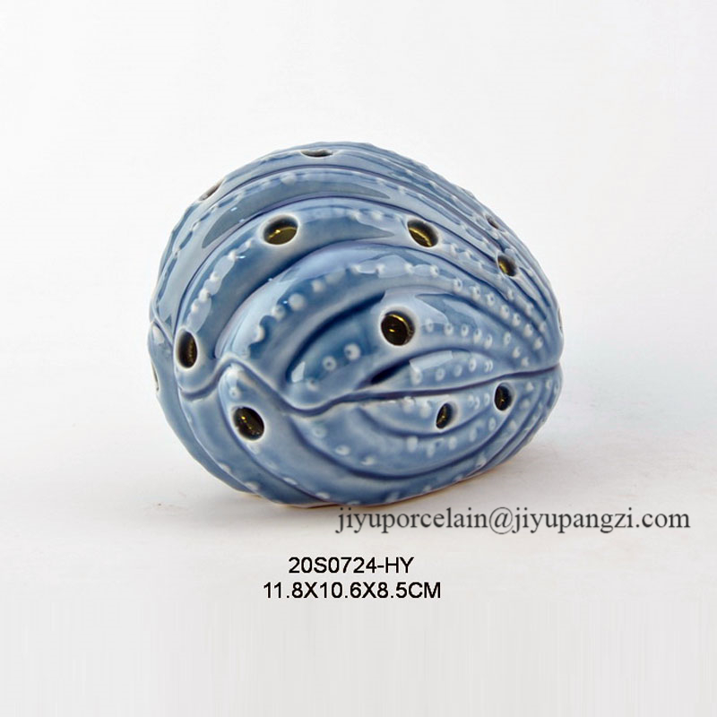 summer decor LED light porcelain ocean blue conch shell decor