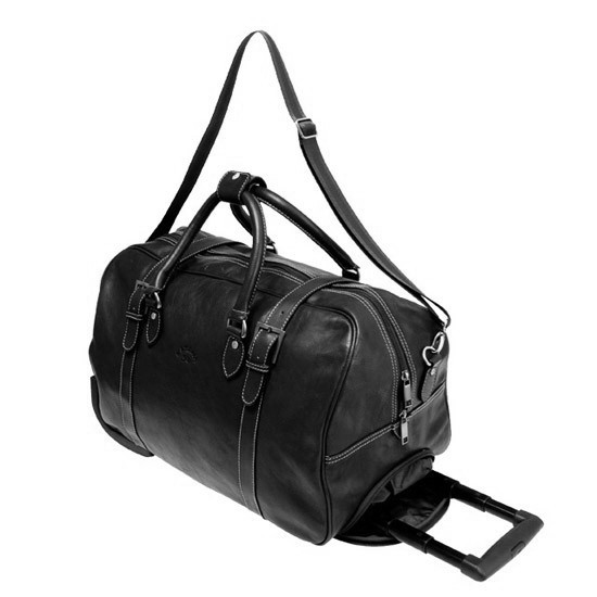 Genuine leather rolling luggage