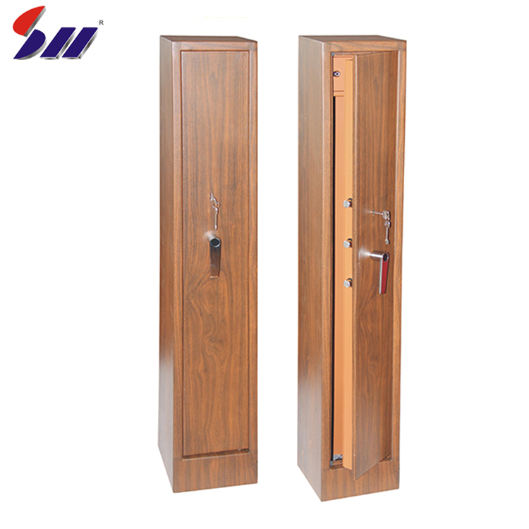 WoodHigh quality cheap wood color metal storage hidden bed mechanical lock treadlock gun safe cabinets parts