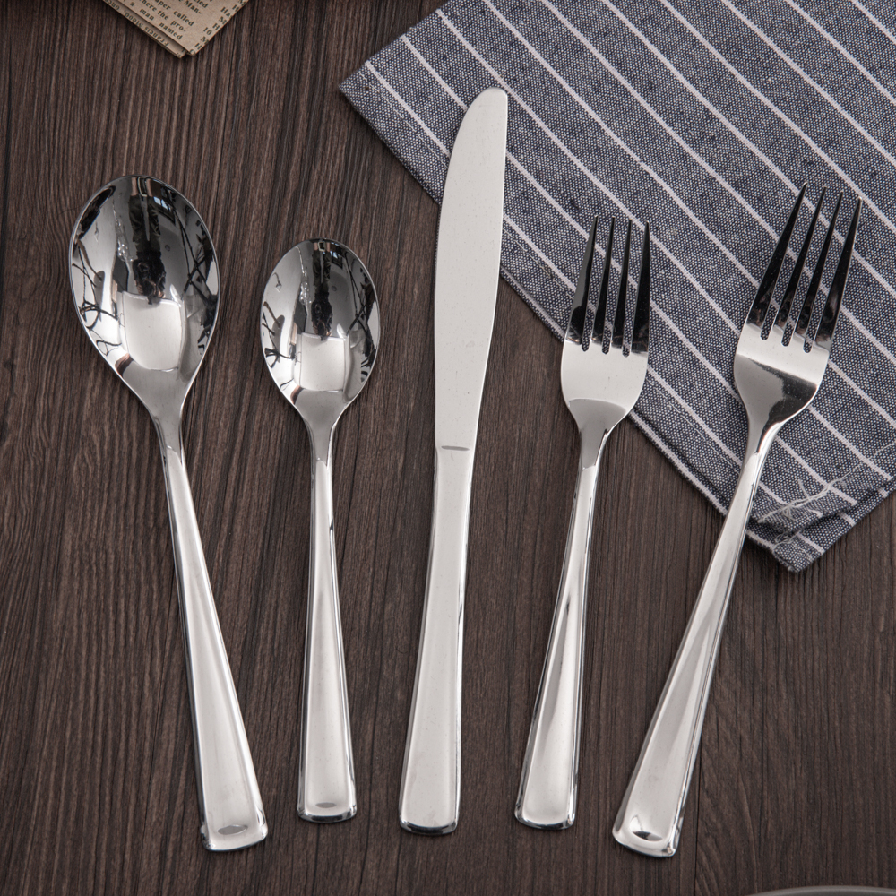 High quality stainless steel traditional classic mirror polish tableware flatware set home restaurant wedding daily cutlery