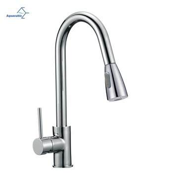 Aquacubic American Chrome High Arc Pull Down Kitchen Mixer Sink Faucet