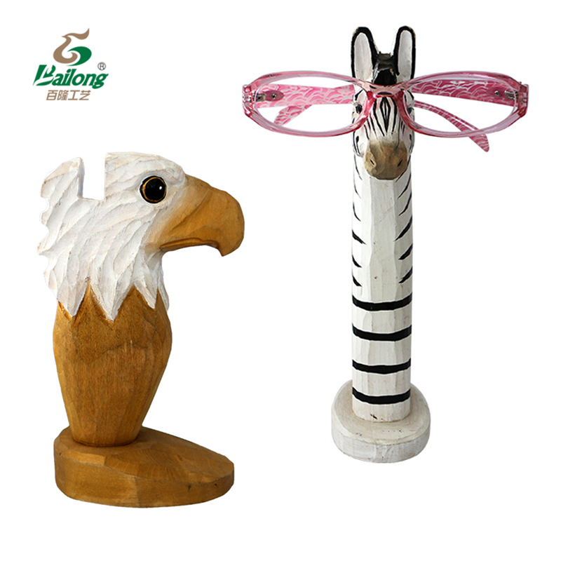 Home Decor Wooden Carved Animal Shape Eye Glasses Holder Display